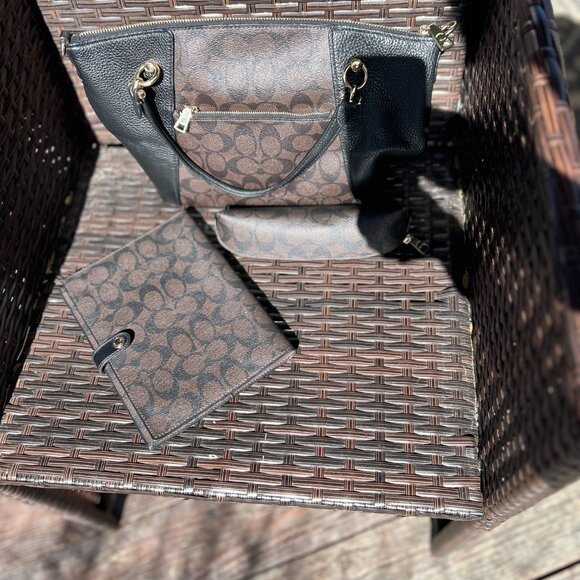 Kacey Satchel Bag In Signature Canvas w/matching Notebook and Pencil Case C6230 - Picture 2 of 5